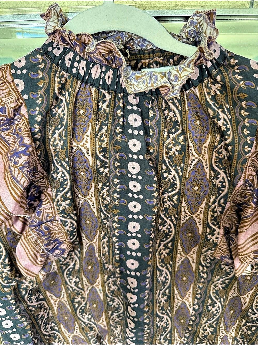 OTHILIA Paisley Blouse in Blue & Pink Small Like New